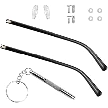 1 Pair Glasses Replacement Arms TR90 Plastic Frame Arms Flat Tooth Double Teeth and Multifunctional 3 in 1 Screwdriver for Glasses, SunglassesWidth 5mm,Glossy Black