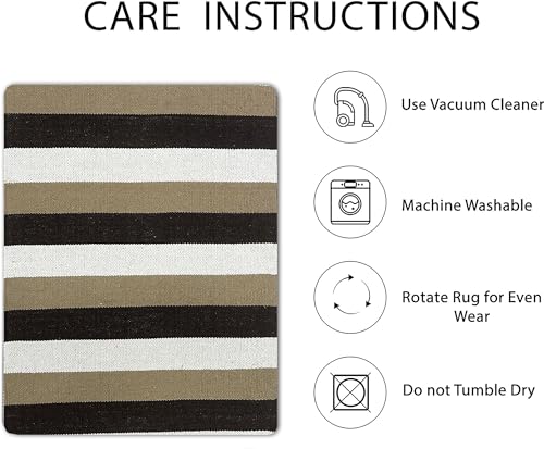 Image of 2x5 ft Cotton Runner Rug - Soft & Breathable Carpet for Indoor-Outdoor Use with Geometric Detailing