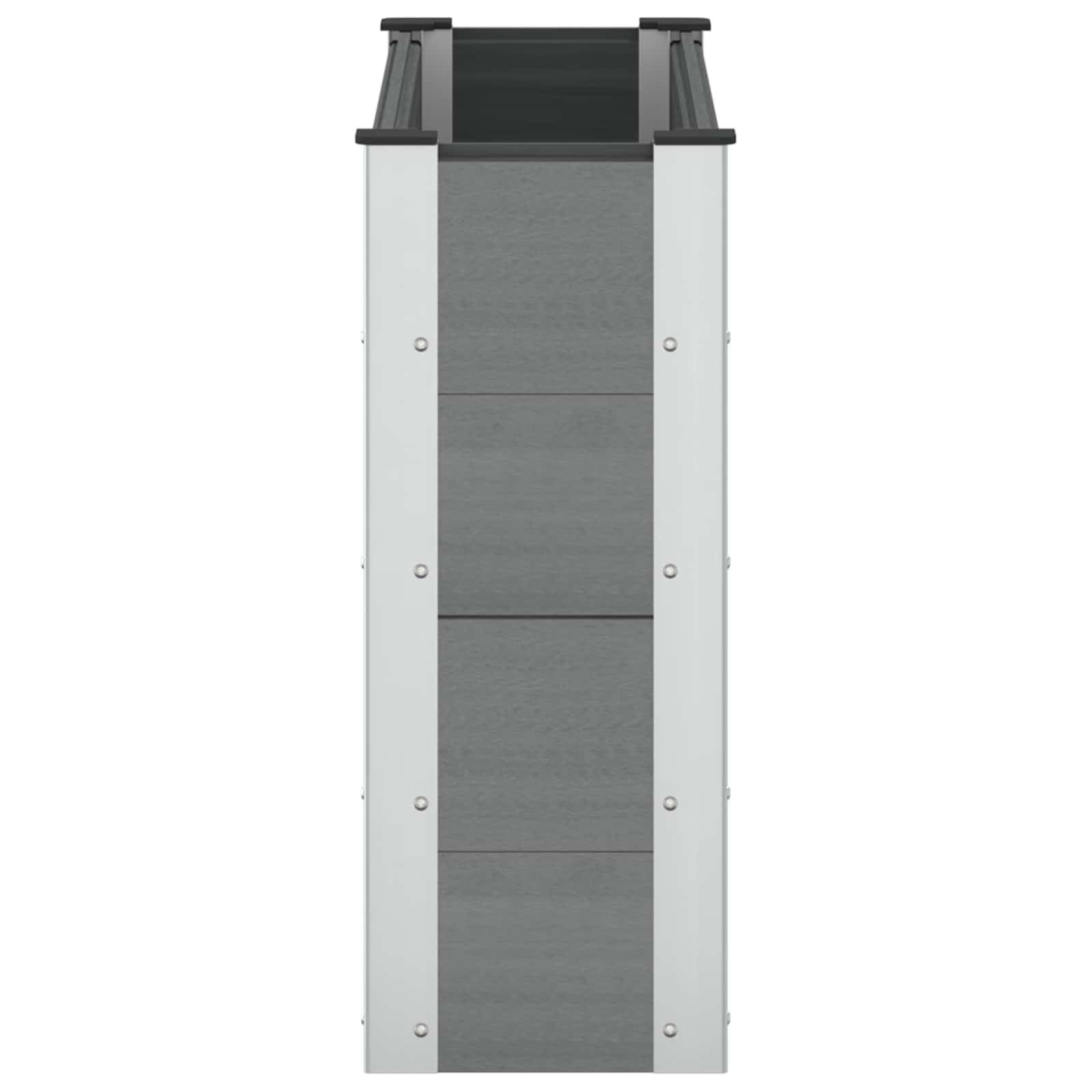 Podwyższona grządka, szara z aluminium WPC, 100 x 30 x 72 cm, donica na rośliny na balkon, taras, otwarte podłoże, do warzyw, ziół, kwiatów, odporna na warunki atmosferyczne