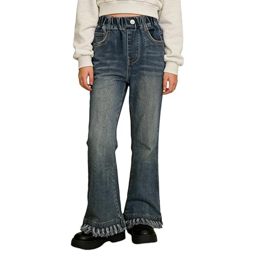 Jean évasé pour filles avec franges et coupe slim tendance