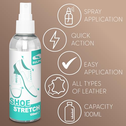 SULPO Schuhdehner Spray Ohne Aerosol für Leder - Effektiver Shoe Stretcher Und Dehnungsspray Schuhe - Aerosolfrei Schuh Dehner 100 ml