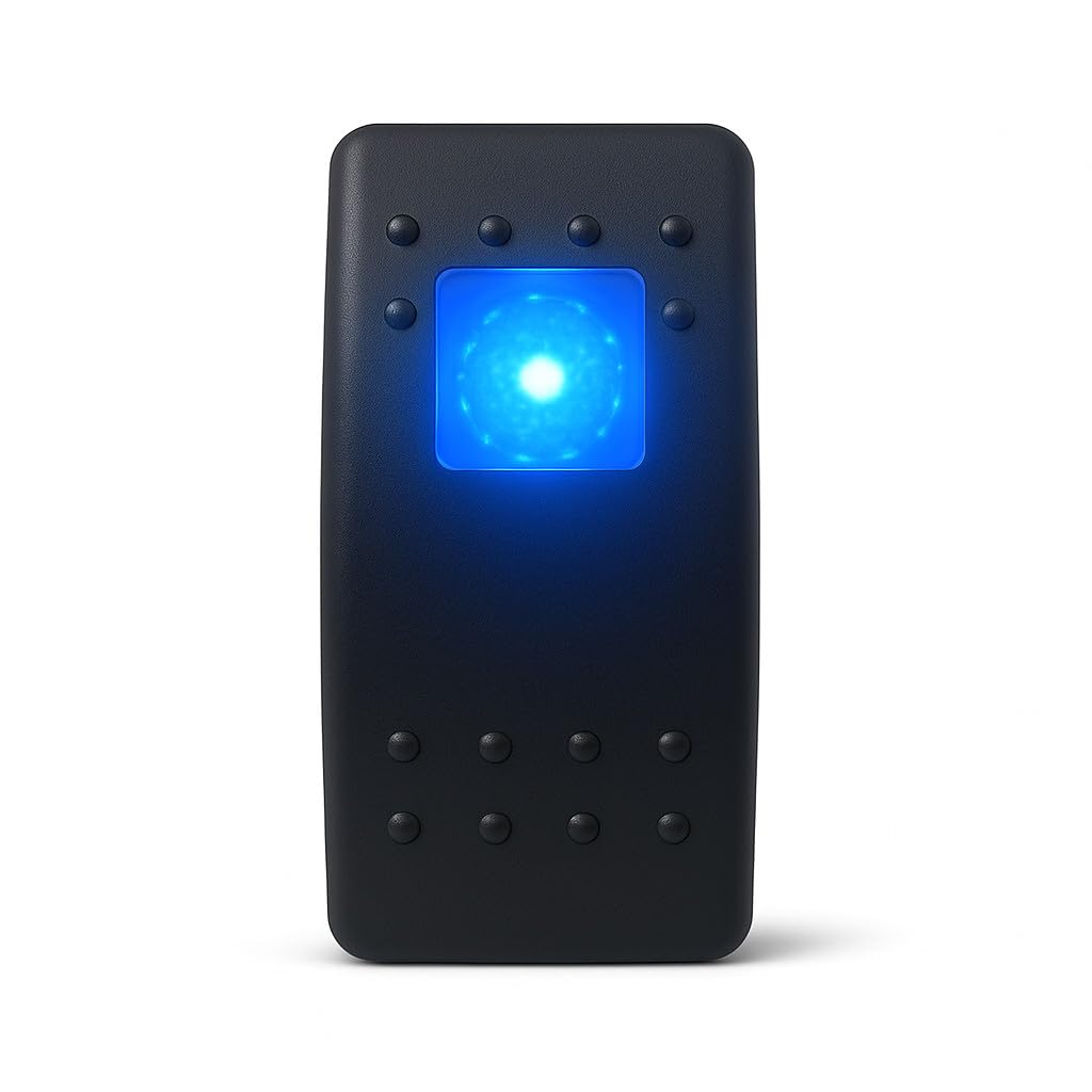 MGI SpeedWare 3-Pack Marine Rocker Switches with Illuminated LED, 20A 12vDC, SPST Latching ON/Off (Blue)