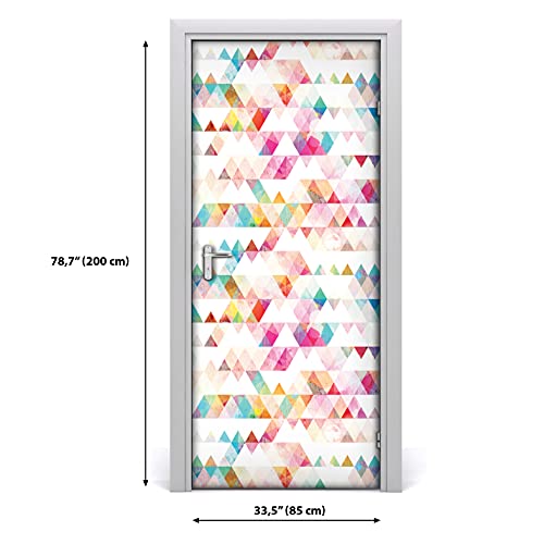 Vinilo para puerta 85x200 cm de geometría triángulo arco iris autoadhesivo 3