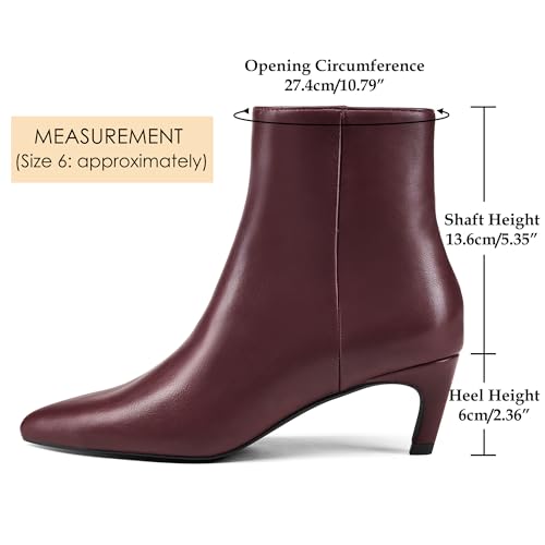 GENSHUO Women's Pointed Toe Ankle Boots 2.36 Inch Low Kitten Heel Booties with Side Zipper, Fall Winter Short Dress Boots Shoes2