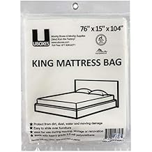 UBOXES Moving Supplies King Size Mattress Cover/Bag 76x15x104 in, KINGCOVER01,Clear Plastic