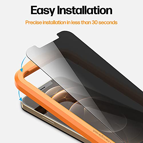 Image of Power Theory Designed for iPhone 12 Pro Max Privacy Screen Protector Tempered Glass Anti Spy protection [9H Hardness], Easy Install Kit, 99% HD Bubble Free Case Friendly, Anti-Scratch, 2 Pack