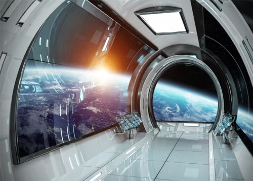 OUYIDA 7X5Ft Spaceship Interior Backdrop Futuristic Science Fiction Photography Backdrops