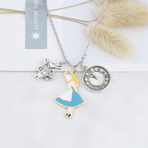 UJIMS Anime Cartoon Necklace Wonderland Movies Inspired Gifts Cartoon Fans Jewelry for Best Friend Rabbit Lover Merch4