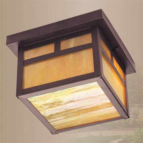 livex Lighting 2138–07 Montclair Mission 1 Light Outdoor Bronze Solid Brass Ceiling Mount with Iridescent Tiffany Glass by livex Lighting – Image 3