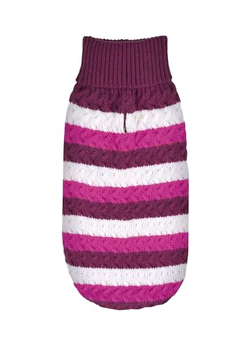 Record, Sweater for Dogs Model Him & Her. Sweater for Dogs High Neck White Stripes Pattern with Purple/Fuchsia Shades - Image 2