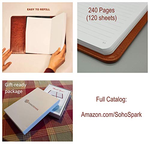 SOHOSPARK Compass Refillable Faux Leather Journal, 6x8.7 Vegan Lined Writing Journal for Women or Men - Image 5