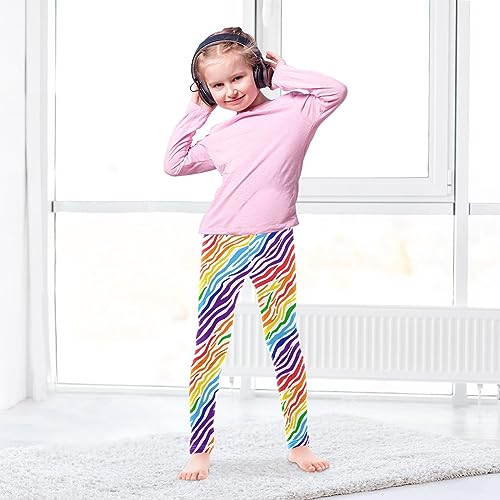 Dinosaur Palm Leaf Girl's Leggings Soft Ankle Length Active Stretch Pants Bottoms Kids Dance Yoga Tights 4-10 Years4