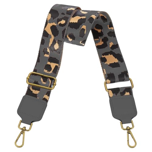 Image of uxcell Wide Shoulder Strap, 5cm Adjustable Purse Strap Replacement Crossbody Strap for Shoulder Bag Handbag, Grey, Bronze Square Mouth Buckle