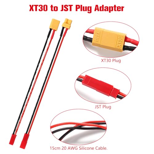 YIXISI 4 Piezas XT30 a JST Cable de Adaptador, JST Conector a XT30 Conector con Cable de Silicona 15cm 20AWG, para Vehículos RC y Baterías Lipo - imagen 3