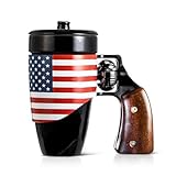 VIREESR Novelty Coffee Mugs for Men, Ceramic Funny Gun Cup, Revolver Mugs, Birthday Gifts for Father, Black Cool Unique Coffee Mug for Men, Fathers Day Dad Gifts(16 oz Black Flag)