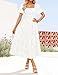 ZESICA Women‘s Summer Boho Floral Midi Dress 2026 Casual Short Sleeve Square Neck Flowy Beach Vacation Long Dress,White,Medium