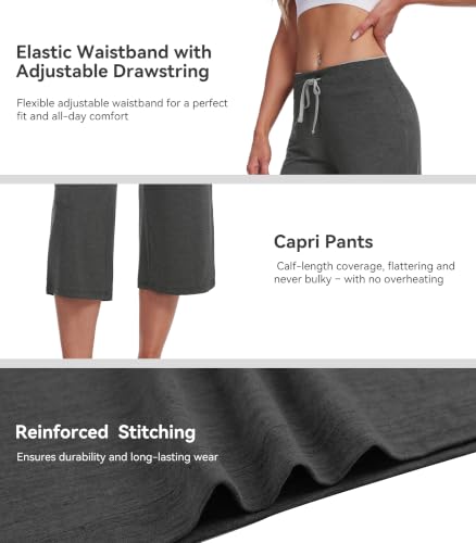 Image of WiWi Bamboo Viscose womens capri pants Wide Leg Pajama Super Soft Lounge knit Sleep shorts Cooling Pj Bottoms S-XXL