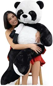 Urso Panda De Pelúcia Gigante 140cm Cheio Macio Hipoalergênico Com Fibra Siliconada Presente Decorativo (Cachecol)