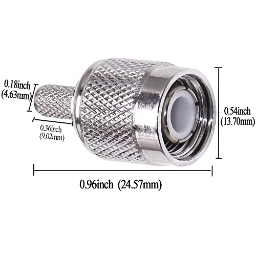 TUOLNK TNC Male Plug Crimp Connector for RG58 RG142 Coaxial Cable - Solder Type 10 Pack