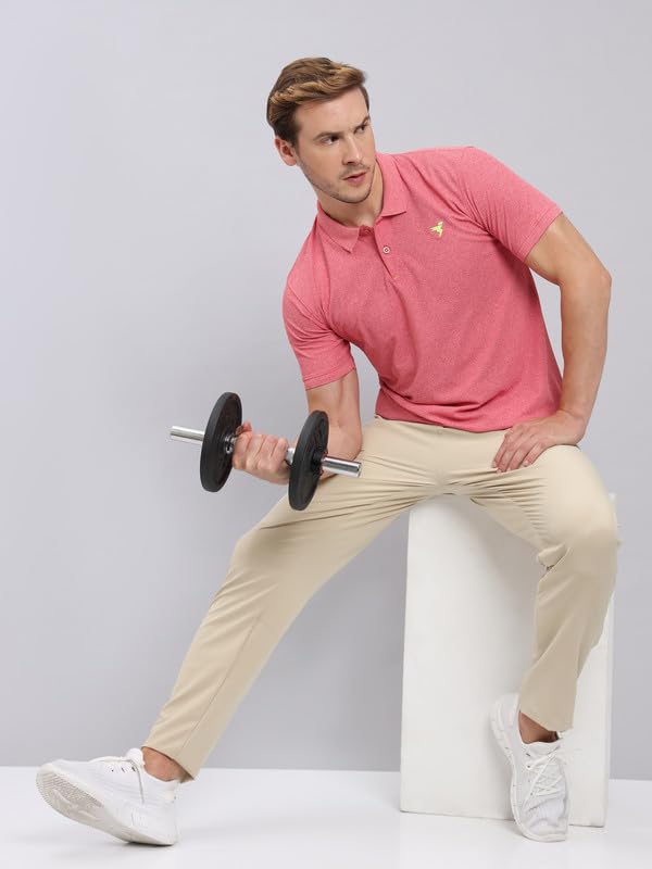 Image of TECHNOSPORT Men's Polyester Slim Fit Self-Design Short Sleeve Polo Matpiq T-Shirt with Anti Microbial, Techno Dry for Regular and Casual Use
