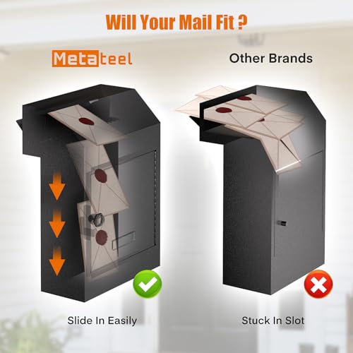 Image of Through-The-Door Drop Box - Drop Deposit Mailbox with Slot Catcher, Heavy Duty Steel Mailbox with Lock for Secure Storage of Letters & Checks - Ideal for Home, Office, or Apartment