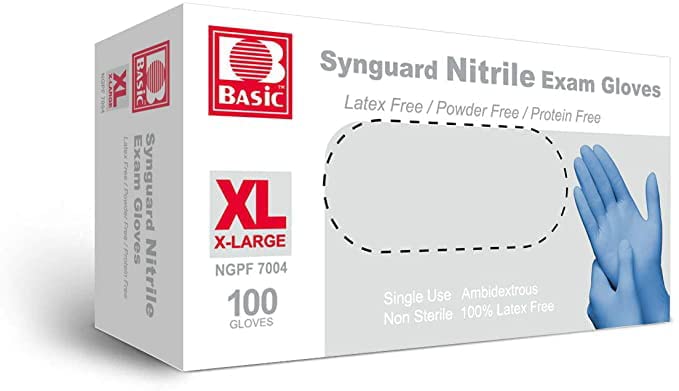 Disposable 100% Nitrile Exam Gloves - 5.5 Mil-Thick -Latex Free Powder Free, Food Safe, Medical Grade Gloves - Provides Allergy Protection and Keeps Hands Clean - Blue - XL