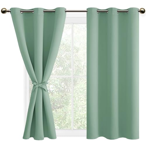 DWCN Blackout Curtains for Bedroom, 38 x 54 inch, Sage Green, Set of 2