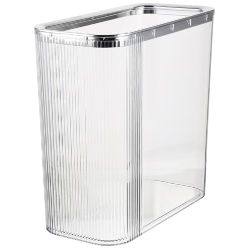 Gatuida 透明圧着リング付きゴミ箱 多機能スリムデザイン バスルーム リビング オフィス用 省スペースでごみ袋固定簡単 家用廃棄物収納容器