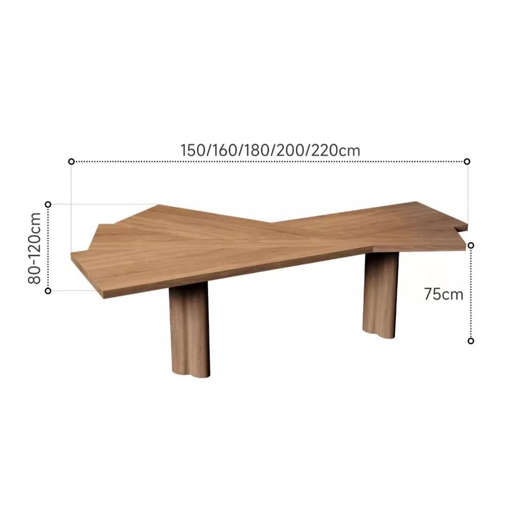 Biurko Minimalistyczne biurko z litego drewna ze stabilną ramą, nowoczesny nieregularny stolik pod laptopa do domowego biura Stolik do gier na laptopa(S)