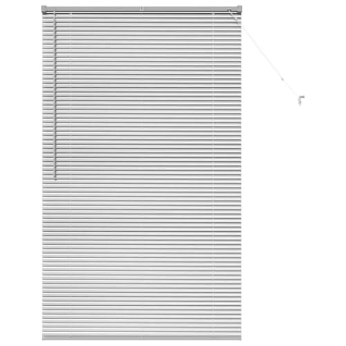 vidaXL Persiana para Ventana con Cortinas Manual Plateado Aluminio, Persianas venecianas rectangulares Modernas, Resistentes, para Cocina, Ajustables, con Control de luz y Acabado Mate
