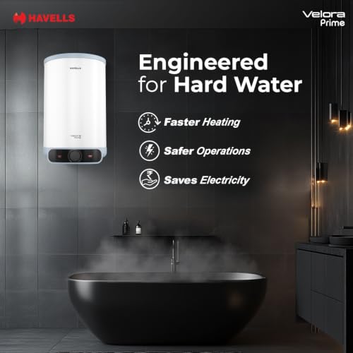 Image of Havells Velora Prime 10L Storage Water Heater(Geyser)|Faster Heating|Safer to use|Saves electricity |Engineered for Hard Water|Feroglas Coated Anti Rust Tank|Mcoloy Heating Element|7 Yr Tank Warranty