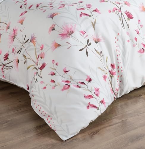 Majestic Giftware Madison Linen 4 Pcs Twin Size Bedding Set (BL509-T-4pcs) Easy Care - Daisy Dreams 300 100% TC Cotton Sateen | 1 Fitted Sheet, 1 Duvet, 2 Pillowcases - Ritz Collection