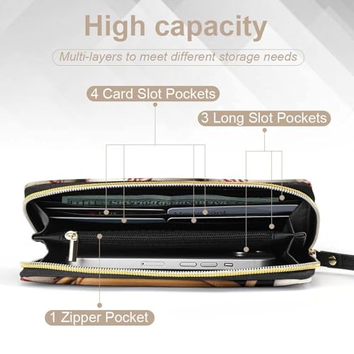 Women's Travel Zipper Purse Fashion Design, Huge Storage Capacity Purse, Cute Decor Wallet, Long PU Wallet With Rope Baseballs4