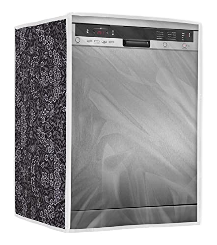 Image of Classic Dishwasher Cover Suitable for Voltas Beko of 12, 13, 14 and 15 Place Setting (63cmsX63cmsX81cms, Black Flower)