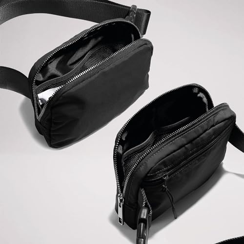 fanny pack crossbody bag trendy waterproof small sling cross body purse for women men fashion waist packs mini belt pouch chest bum hip bag lulu dupes for travel vacation running black