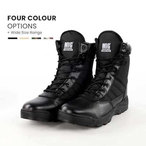 Mens MIG side zip & lace up Army Tactical Combat Boots (Black, UK3) - Image 6