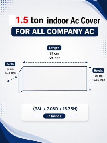 Image of Premium Cotton Net Split AC Cover for 1.5 Ton Indoor Unit | Designer Summer AC Dust Protection Cover | Stylish Protective AC Cover | 38 x 15.35 x 7.8 In | Grey Flower