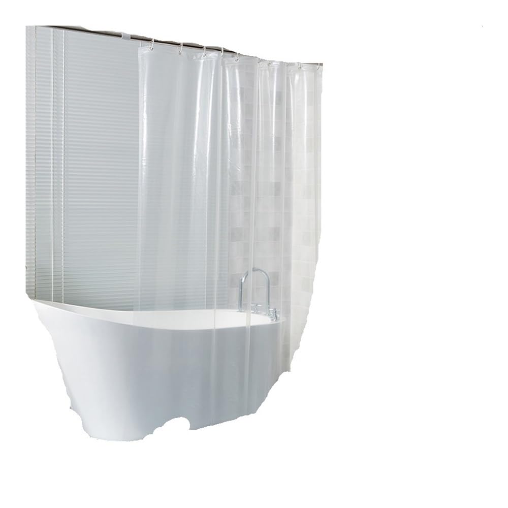 AIMANQI Transparent Shower Curtain Clear White Bath Curtains Liner For Bathroom With Hooks(W120xH180cm)