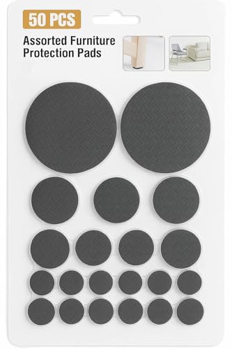 MOMENT Non Slip Furniture Pads for Hardwood Floors - 50 Pcs Round Premium Grippers Anti Skid Rubber Feet Table Chair Leg Pads Keep Furniture from Sliding