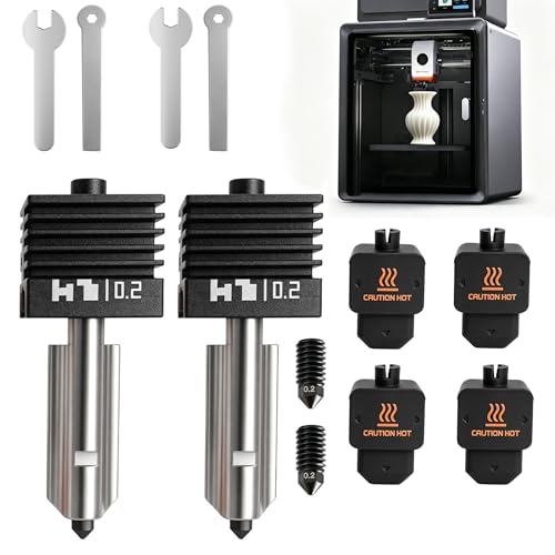 2 Pack P2S 0,2MM High Speed Zintegrowany Quick Swap Hotend Extruder Upgrade z 0,2MM Wymienną hartowaną stalowa dyszą i 4 silikonowymi skarpetkami dla Bambu Lab P2S/H2D/H2S Combo/A1/A1 Mini 3D Drukarki