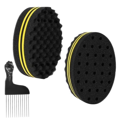 Haarschwammbürste Klein Löcher Haarbürste Schwamm Afro Curl Twist Coils Wave Haarschwamm Doppelseitiger 2 Stück mit 1 Kamm