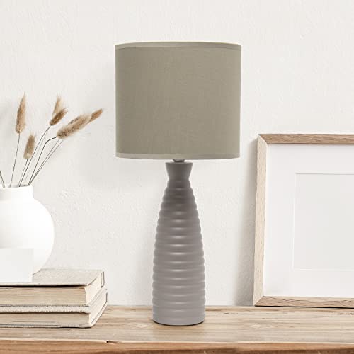 Simple Designs Lt2076-Tau Alsace Ceramic Ribbed Bottle Table Lamp, Taupe #TOP3