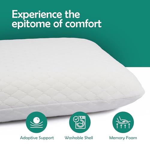 Image of MYTRIDENT Classic Memory Comfort Pillow for Bed, 220 GSM, Memory Pillow, 36 CM X 58 CM-White