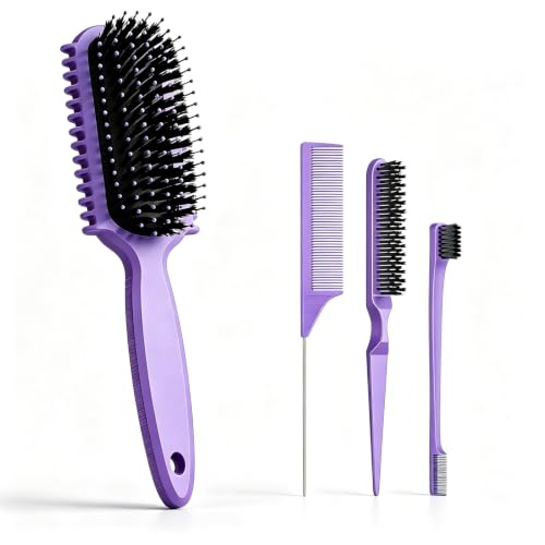 Curl Defining Brush, Curly Hair Brush, Slick Back Hair Brush (Purple)
