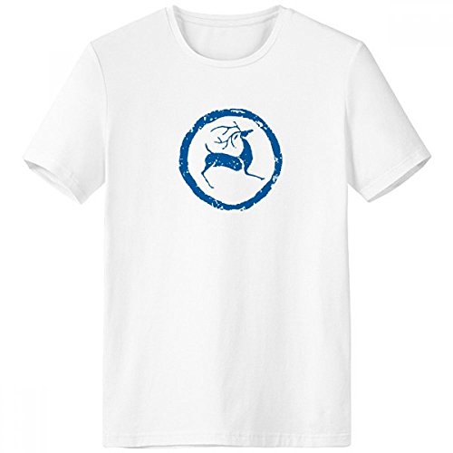T-shirt sport blanc homme imprimé cerf bleu idéal pour le printemps et l'été