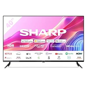 SHARP 40FD6K 40-Inch Full HD Smart Frameless Roku TV™ in Black with Active Motion 200, HDR10 Support, Freeview Play, Pre-Installed Apps, 3x HDMI & 1x USB