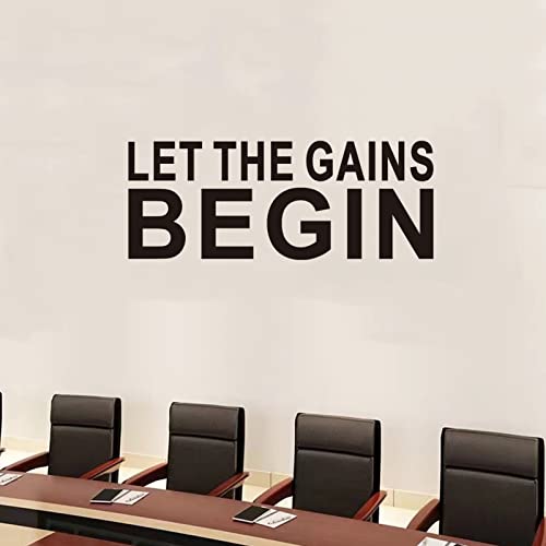 Seatune Inspirational Quotes Wall Stickers - Motivational Gym Office Wall Decals - Positive Home Vinyl Art Wall Decor - Let The Gains Begin 23"X9" #TOP4