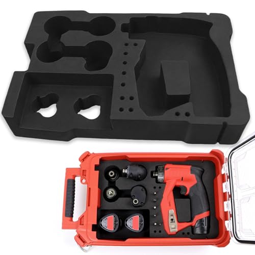 Image of Terixe EVA Liner Compatible with Milwaukee 48-22-8435 Packout Tool Box - Precision-Cut Foam Insert Organizer Fit for 2505-22 M12 Fuel Installation Drill/Driver Kit & Accessories (Black)