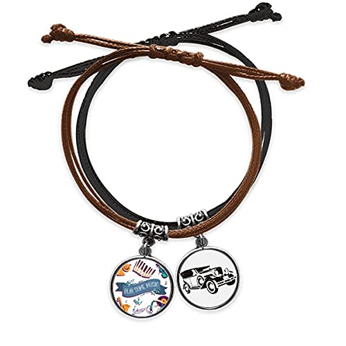 Bracelet corde main en cuir véritable bijoux musique pour piano et sons électriques