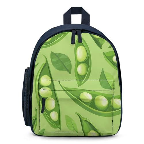 Pea Pod Green Leaves Small Travel Laptop Backpack Casual Daypack with Side Pockets for Shopping Work